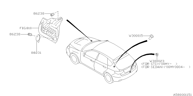 2009 Subaru Impreza STI Key Kit & Key Lock Diagram 1