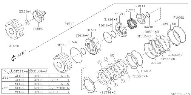 2009 Subaru Impreza STI Hub Assembly Clutch High Diagram for 31550AA062