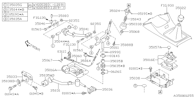 2013 Subaru Impreza WRX Shifter Cable Assembly Diagram for 35060FG000