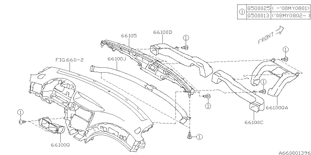 2012 Subaru Impreza WRX Instrument Panel Diagram 1