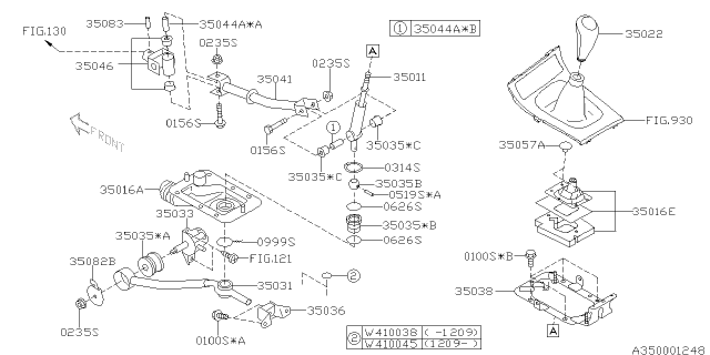 2012 Subaru Impreza STI Manual Gear Shift System Diagram 1