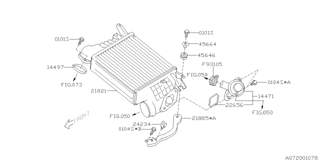 2008 Subaru Impreza STI Gasket Air Intake Duct Diagram for 14497AA010