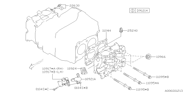 2010 Subaru Impreza STI Bolt Assembly Cylinder Head Diagram for 11095AA170