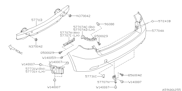 2012 Subaru Impreza WRX Rear Bumper Diagram 1