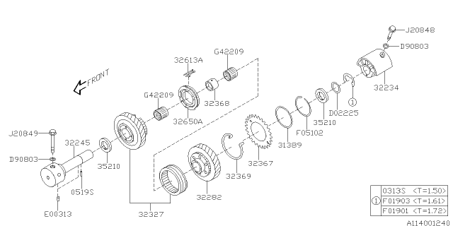 2011 Subaru Impreza WRX Main Shaft Diagram 5