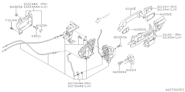 2011 Subaru Impreza Door Parts - Latch & Handle Diagram 2