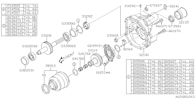 2012 Subaru Impreza WRX Manual Transmission Transfer & Extension Diagram 1