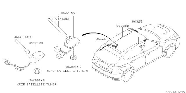 2009 Subaru Impreza WRX Feeder Cord SRR Diagram for 86326FG600