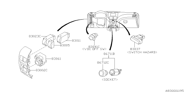 2013 Subaru Impreza STI Switch - Instrument Panel Diagram 4