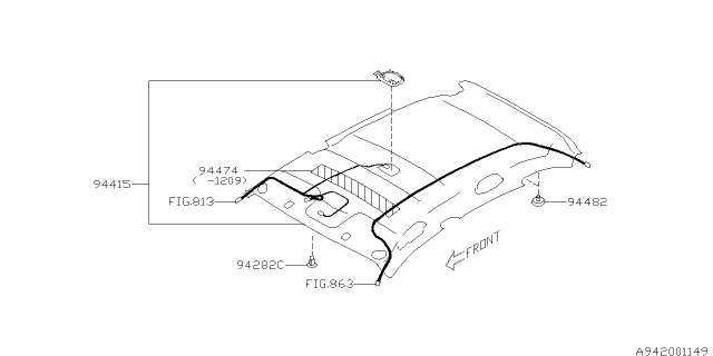 2014 Subaru Impreza WRX Roof Trim Diagram 1