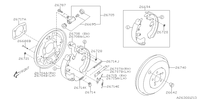 2009 Subaru Impreza STI Parking Lever Rear LH C0U Diagram for 26708FG010