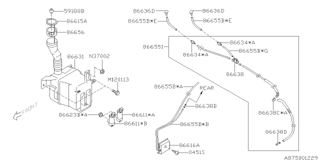 2012 Subaru Impreza STI Windshield Washer Diagram 1