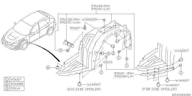 2009 Subaru Impreza WRX Mudguard Diagram 1