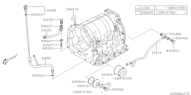 2008 Subaru Impreza WRX Pipe Complete Oil Cooler Inlet Diagram for 21619AA072