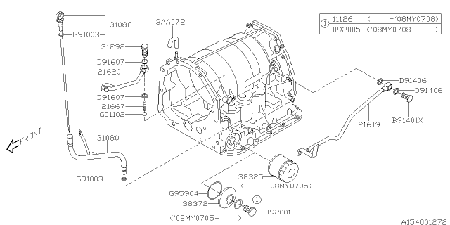 2008 Subaru Impreza STI Automatic Transmission Case Diagram 2