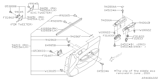 2012 Subaru Impreza STI Panel Power Window Switch MLH Diagram for 94266FG930