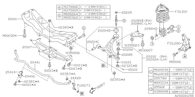 2009 Subaru Impreza STI Front Suspension Diagram 1