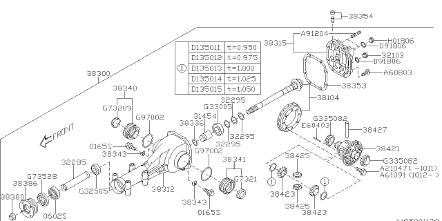 2011 Subaru Impreza STI FLANGE Unit Companion Diagram for 38358AA040
