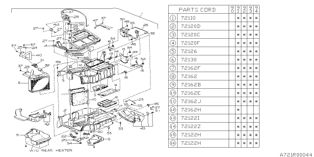 1991 Subaru Legacy Shutter Diagram for 72042AA060