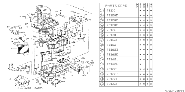 1991 Subaru Legacy Cover Diagram for 72051AA040