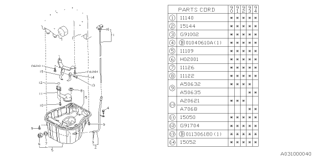 1990 Subaru Legacy Gauge Assembly Oil Level Diagram for 11140AA043