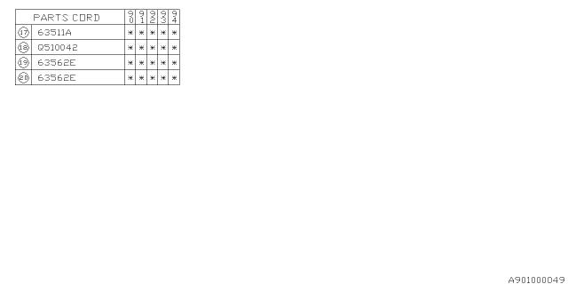 1992 Subaru Legacy Weather Strip Diagram 2