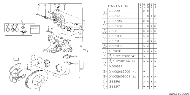 1992 Subaru Legacy Front Disc Brake Cover, Left Diagram for 26290AA030