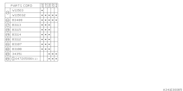1992 Subaru Legacy Protector Complete Diagram for 34351AA020