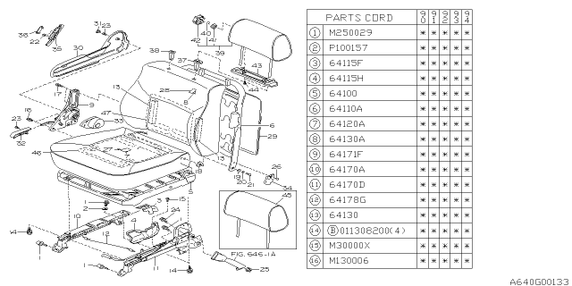 1991 Subaru Legacy Pad Assembly Front Cushion RH Diagram for 64230AA190