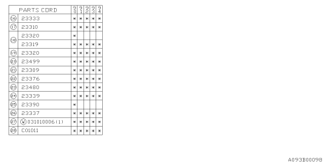 1990 Subaru Legacy Starter YOKE Diagram for 23309AA080