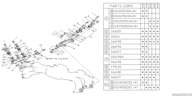 1991 Subaru Legacy O-Ring Diagram for 16698AA010