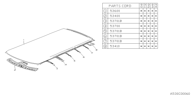 1992 Subaru Legacy Roof Panel Diagram 2