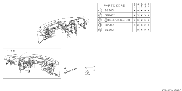 1991 Subaru Legacy Wiring Harness - Instrument Panel Diagram 2