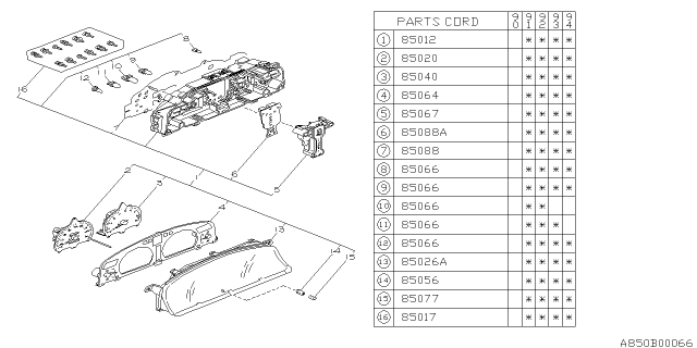 1992 Subaru Legacy Speedometer Instrument Cluster Diagram for 85013AA550
