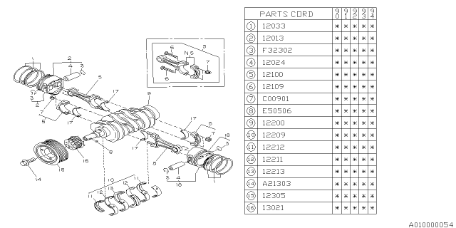 1992 Subaru Legacy CRANKSHAFT Diagram for 12200AA040