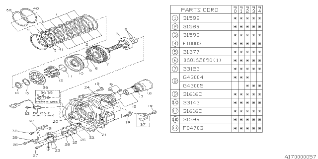 1991 Subaru Legacy Automatic Transmission Transfer & Extension Diagram 1