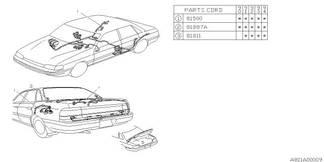 1990 Subaru Legacy Wiring Harness Diagram for 81500AA221