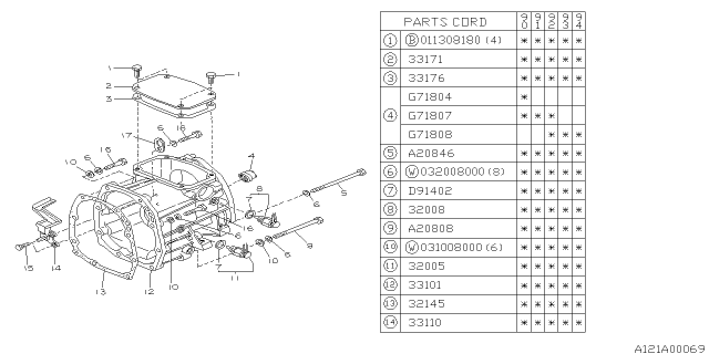 1994 Subaru Legacy Manual Transmission Transfer & Extension Diagram 3