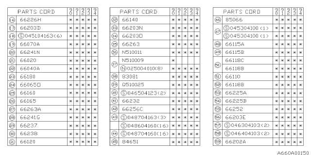 1990 Subaru Legacy Cover Key Cylinder Diagram for 66151AA080EL