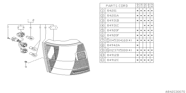 1990 Subaru Legacy End Rubber Diagram for 84942AA050