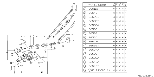 1991 Subaru Legacy Cushion Diagram for 86536AA010