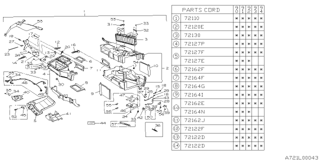 1992 Subaru Legacy Duct Vent Diagram for 72058AA080