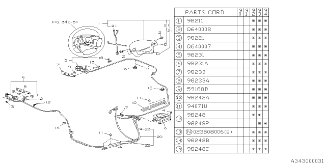 1993 Subaru Legacy A/B Module Assembly Diagram for 98211AA000MD