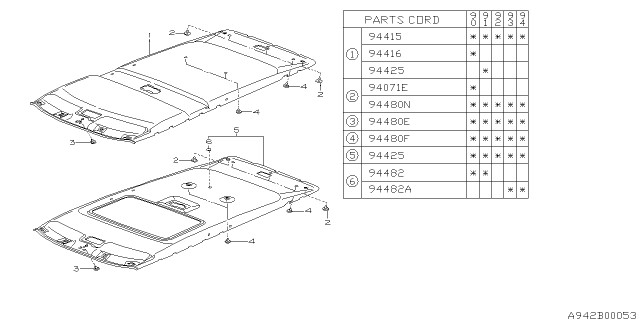 1993 Subaru Legacy Roof Trim Diagram 2