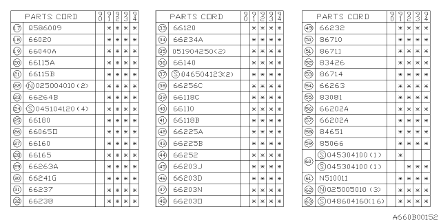 1993 Subaru Legacy Lamp Assembly Diagram for 66198AA000