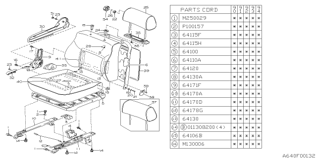 1991 Subaru Legacy Front Seat Diagram 11