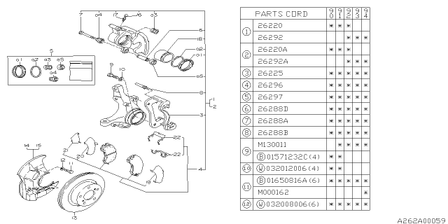 1992 Subaru Legacy PT900691 Disk Brake Assembly Diagram for 26220AA190