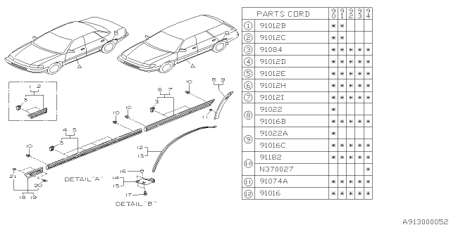 1990 Subaru Legacy Clip Diagram for 91017AA040