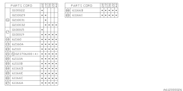 1990 Subaru Legacy Rear Door Handle Assembly, Outer Left Diagram for 62150AA410