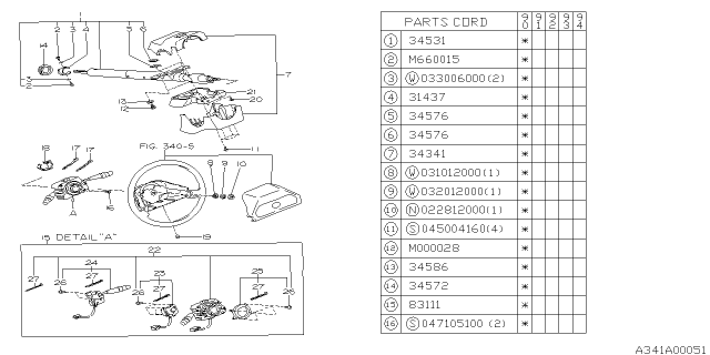 1990 Subaru Legacy Combination Switch Diagram for 83111AA101